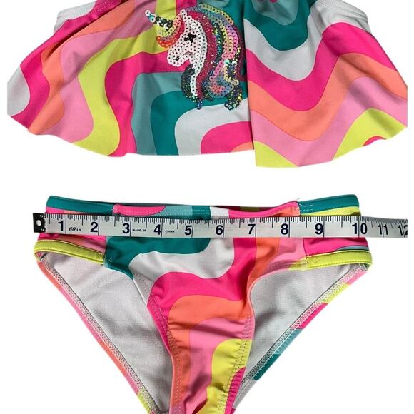 Betsey Johnson Unicorn Swimwear Used Size 6 Two Piece Colorful Great Condition - Picture 7 of 8
